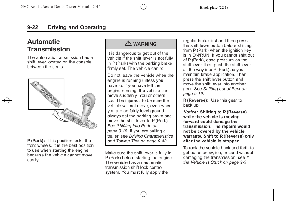 Automatic transmission, Automatic transmission -22 | GMC 2012 Acadia User Manual | Page 276 / 456