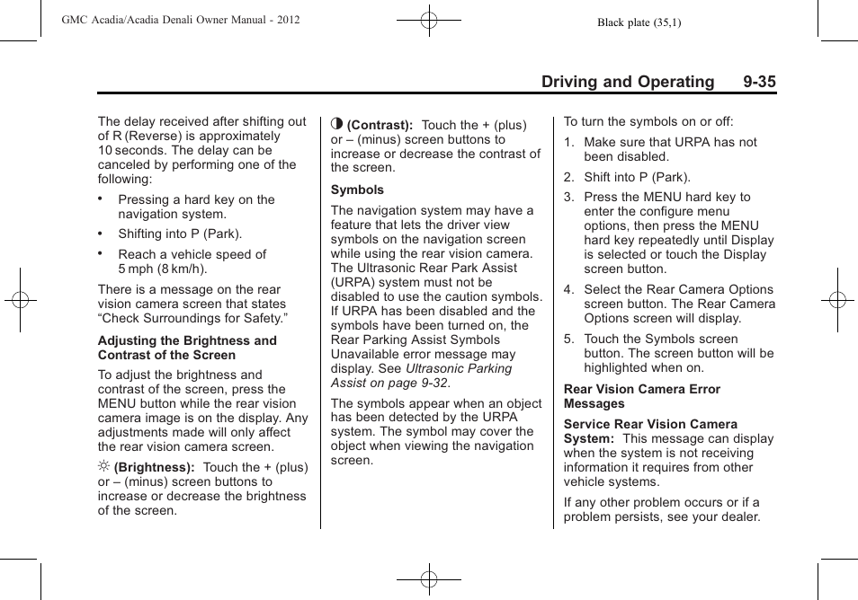 Driving and operating 9-35 | GMC 2012 Acadia User Manual | Page 289 / 456