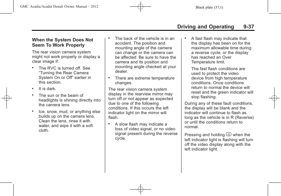 Driving and operating 9-37 | GMC 2012 Acadia User Manual | Page 291 / 456