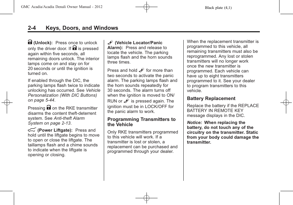 GMC 2012 Acadia User Manual | Page 34 / 456