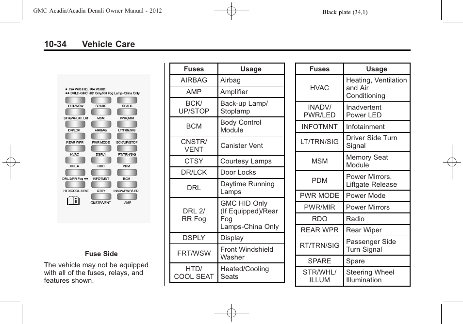 34 vehicle care | GMC 2012 Acadia User Manual | Page 340 / 456