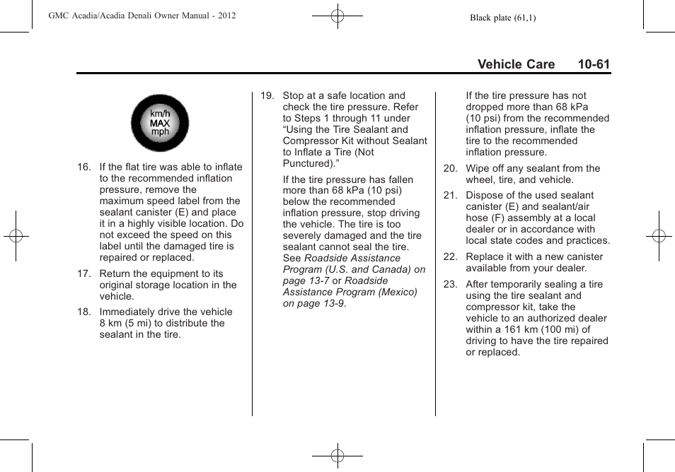 Vehicle care 10-61 | GMC 2012 Acadia User Manual | Page 367 / 456