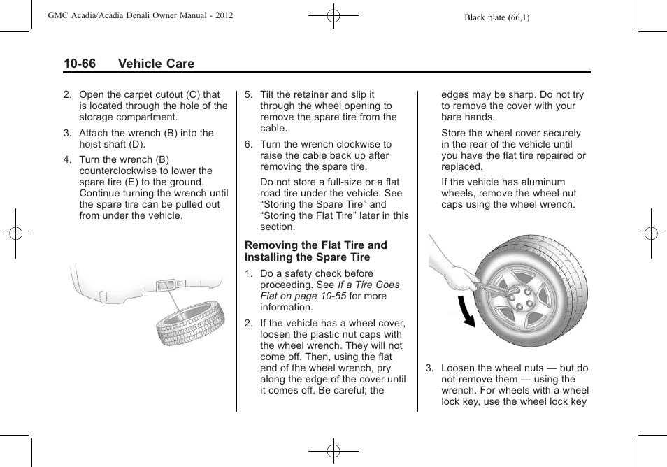 66 vehicle care | GMC 2012 Acadia User Manual | Page 372 / 456