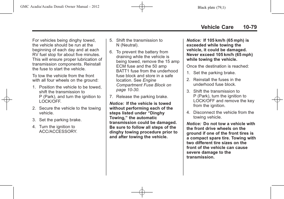 Vehicle care 10-79 | GMC 2012 Acadia User Manual | Page 385 / 456