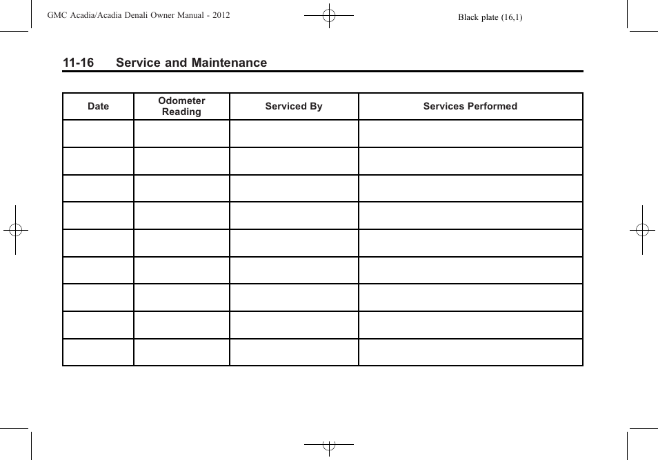 16 service and maintenance | GMC 2012 Acadia User Manual | Page 410 / 456