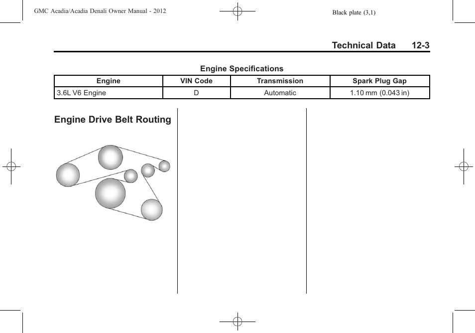 Engine drive belt routing, Engine drive belt routing -3 | GMC 2012 Acadia User Manual | Page 415 / 456