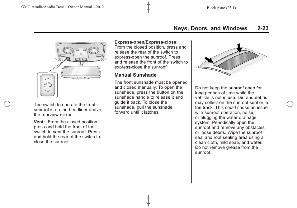 Keys, doors, and windows 2-23 | GMC 2012 Acadia User Manual | Page 53 / 456