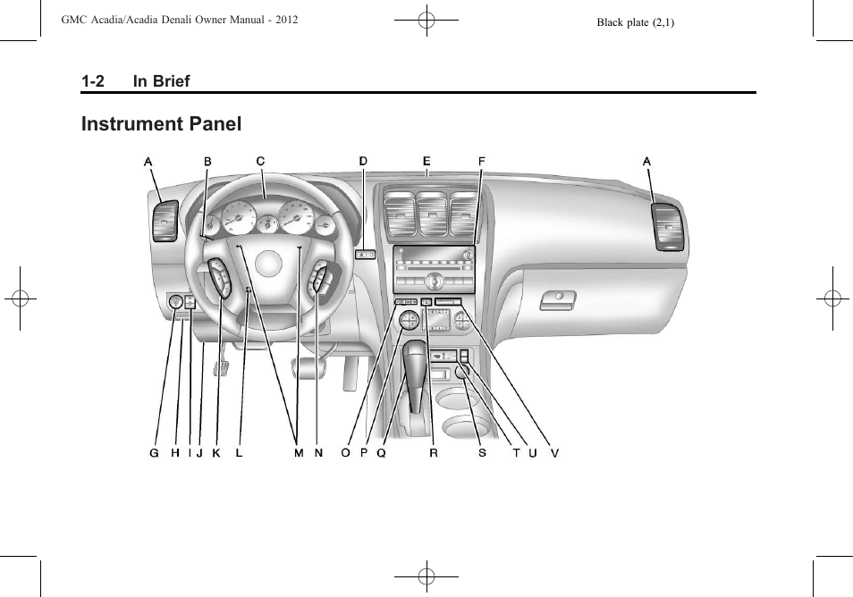 Instrument panel, Instrument panel -2 | GMC 2012 Acadia User Manual | Page 8 / 456