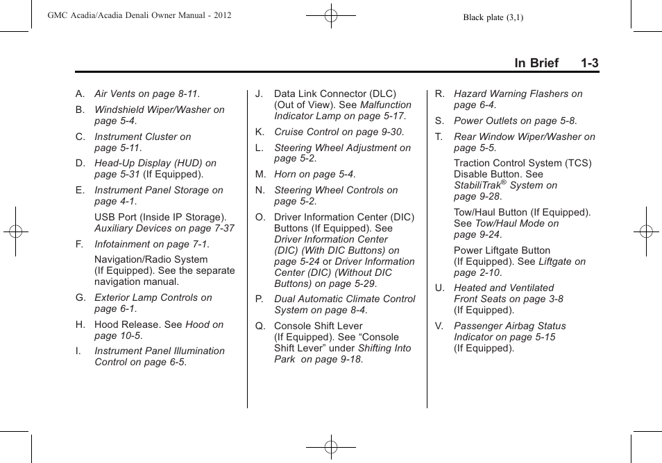 GMC 2012 Acadia User Manual | Page 9 / 456