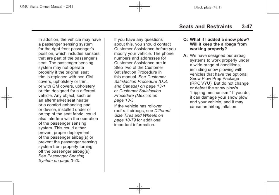 Seats and restraints 3-47 | GMC 2011 Sierra User Manual | Page 115 / 594