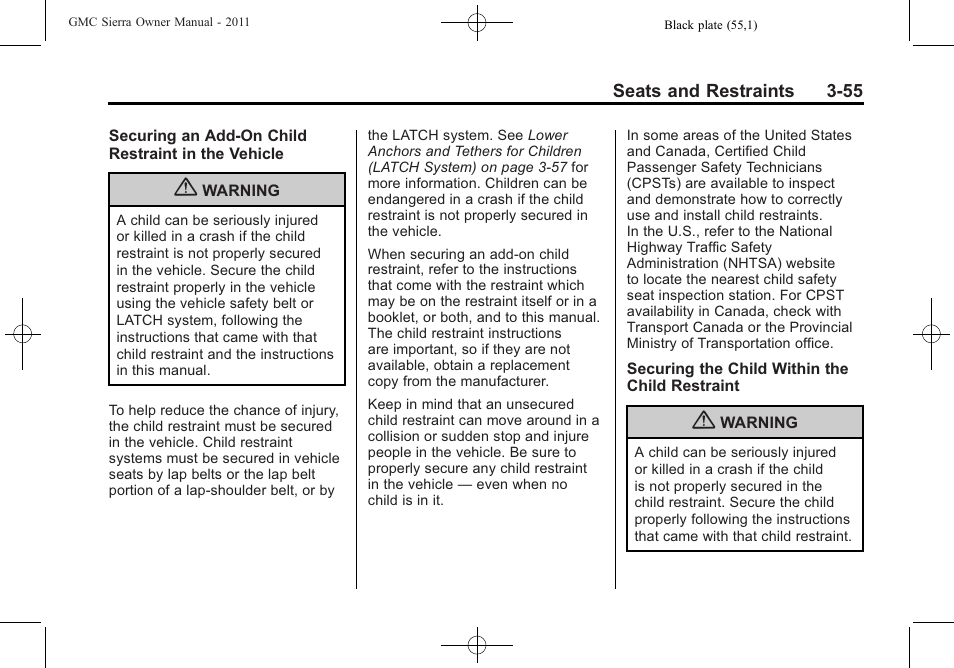 GMC 2011 Sierra User Manual | Page 123 / 594