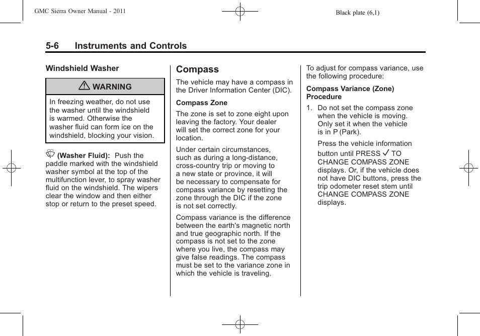 Compass, Compass -6 | GMC 2011 Sierra User Manual | Page 154 / 594