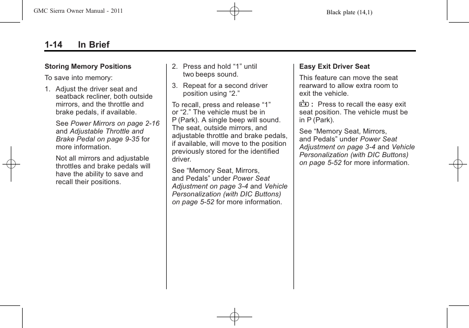 14 in brief | GMC 2011 Sierra User Manual | Page 20 / 594