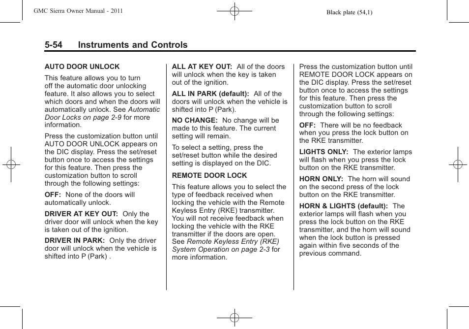54 instruments and controls | GMC 2011 Sierra User Manual | Page 202 / 594