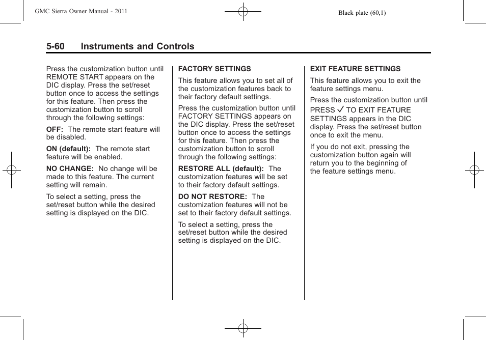 60 instruments and controls | GMC 2011 Sierra User Manual | Page 208 / 594