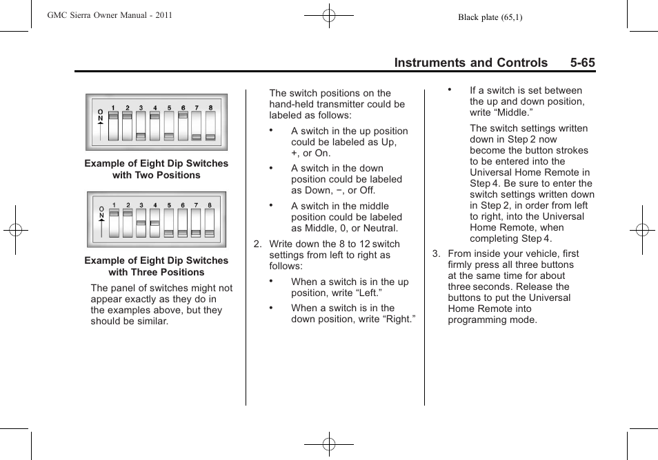 Instruments and controls 5-65 | GMC 2011 Sierra User Manual | Page 213 / 594