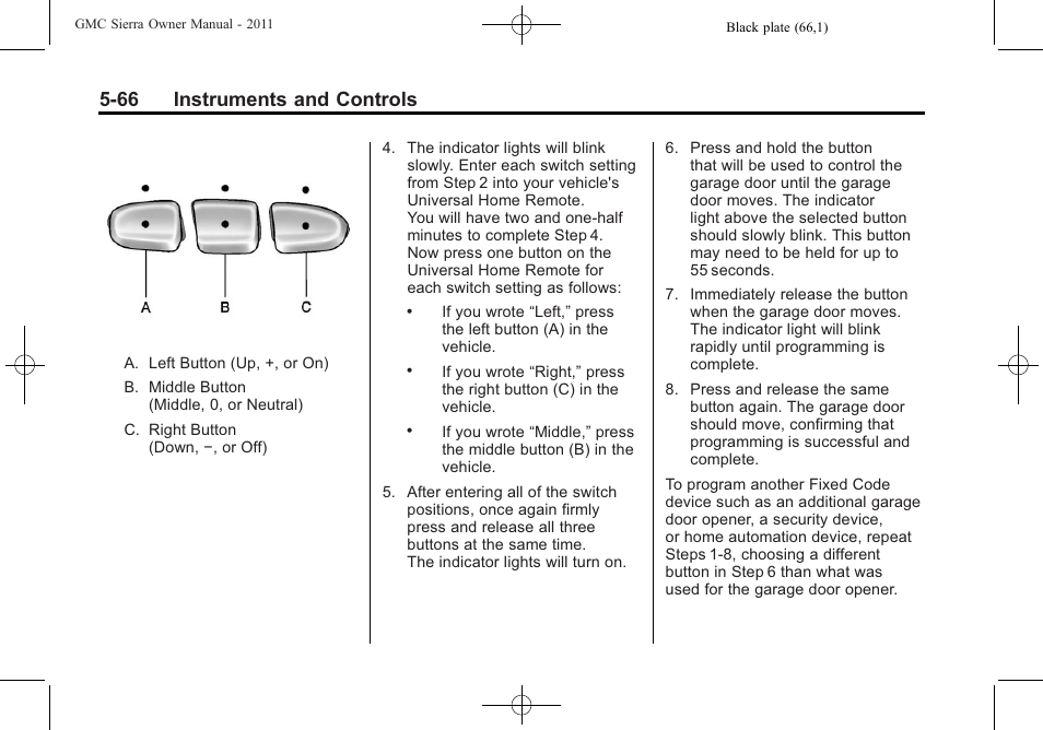 66 instruments and controls | GMC 2011 Sierra User Manual | Page 214 / 594