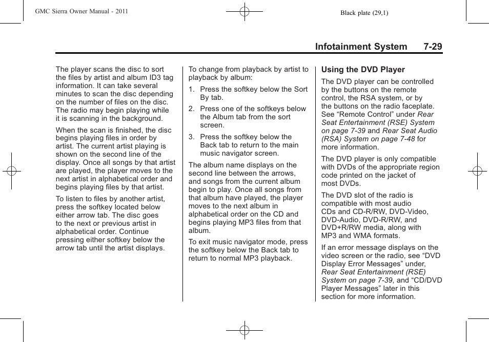 Infotainment system 7-29 | GMC 2011 Sierra User Manual | Page 255 / 594