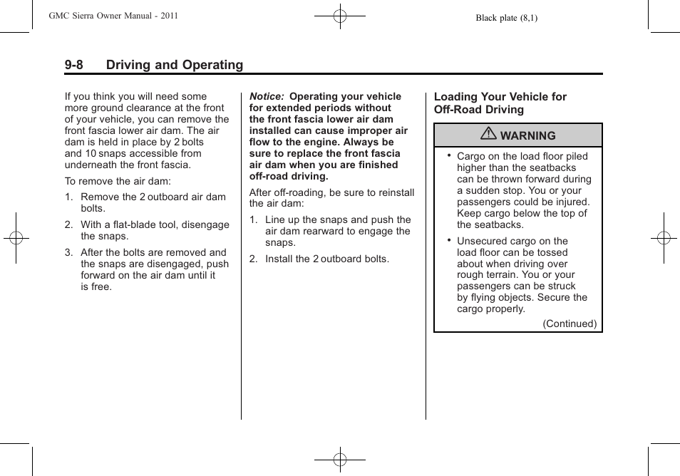 8 driving and operating | GMC 2011 Sierra User Manual | Page 302 / 594