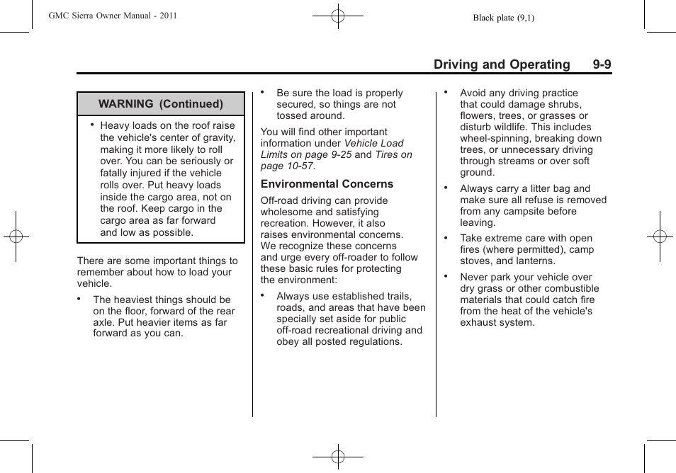 Driving and operating 9-9 | GMC 2011 Sierra User Manual | Page 303 / 594