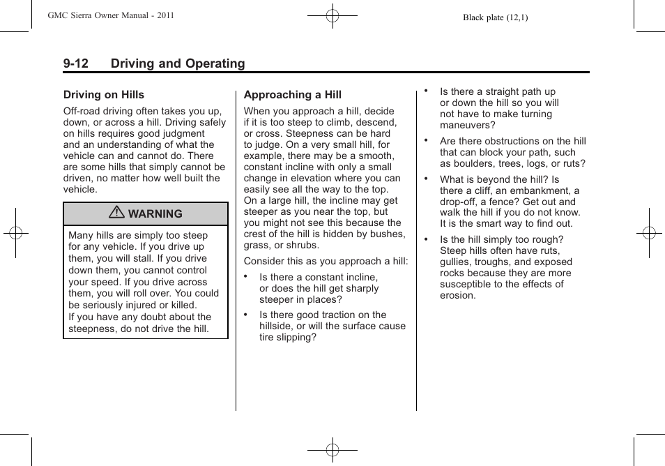 12 driving and operating | GMC 2011 Sierra User Manual | Page 306 / 594