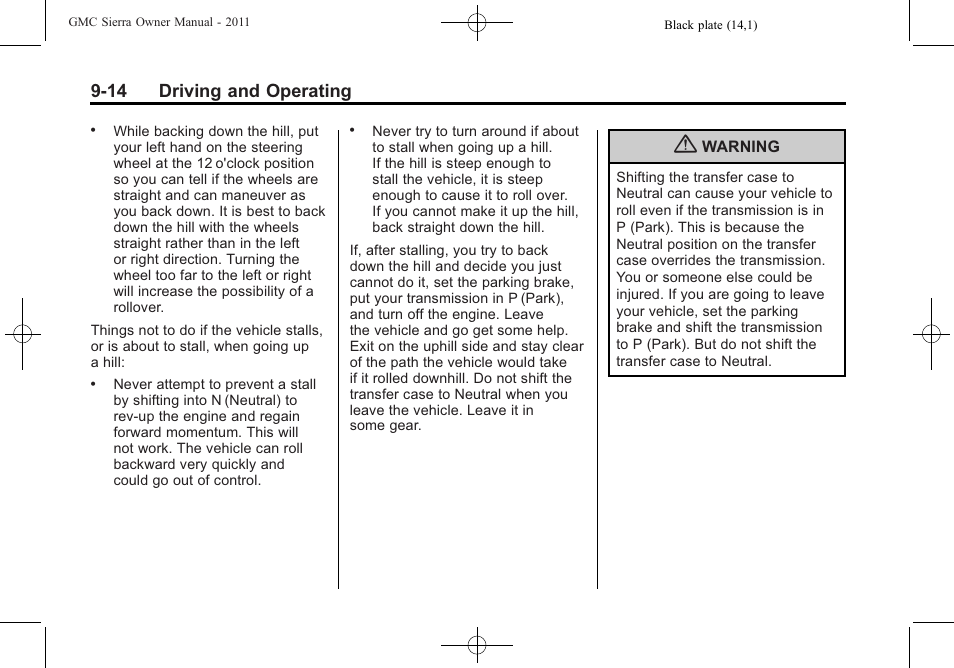 14 driving and operating | GMC 2011 Sierra User Manual | Page 308 / 594