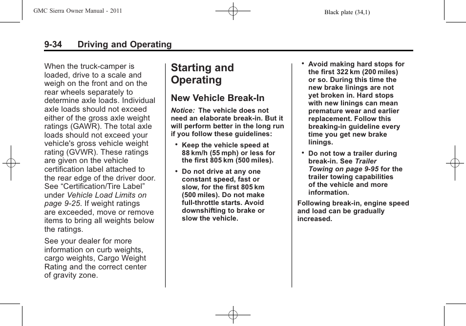 Starting and operating, New vehicle break-in, New vehicle break-in -34 | 34 driving and operating | GMC 2011 Sierra User Manual | Page 328 / 594