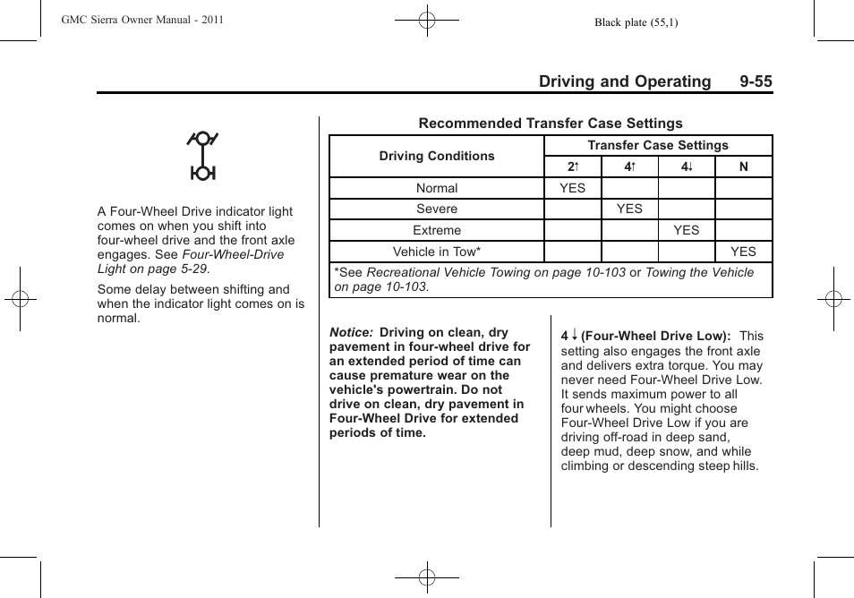 Driving and operating 9-55 | GMC 2011 Sierra User Manual | Page 349 / 594