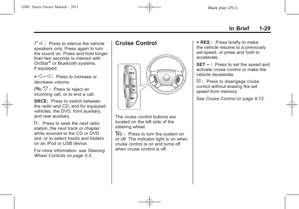 Cruise control, Cruise control -29 | GMC 2011 Sierra User Manual | Page 35 / 594