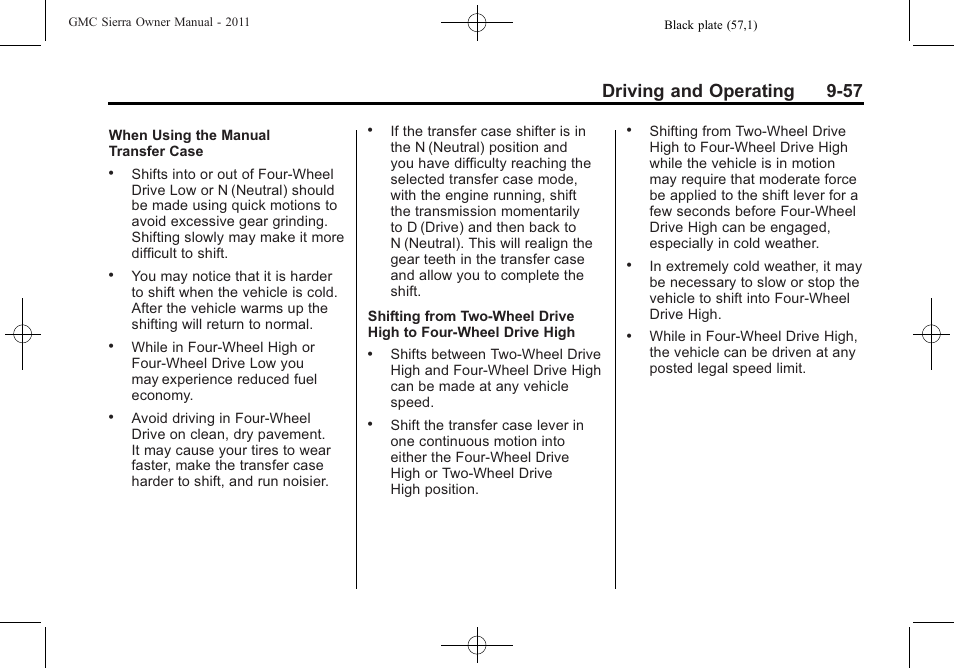 Driving and operating 9-57 | GMC 2011 Sierra User Manual | Page 351 / 594