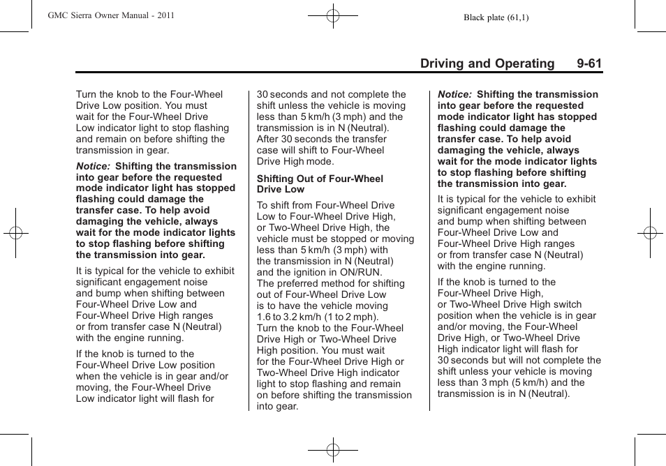 Driving and operating 9-61 | GMC 2011 Sierra User Manual | Page 355 / 594