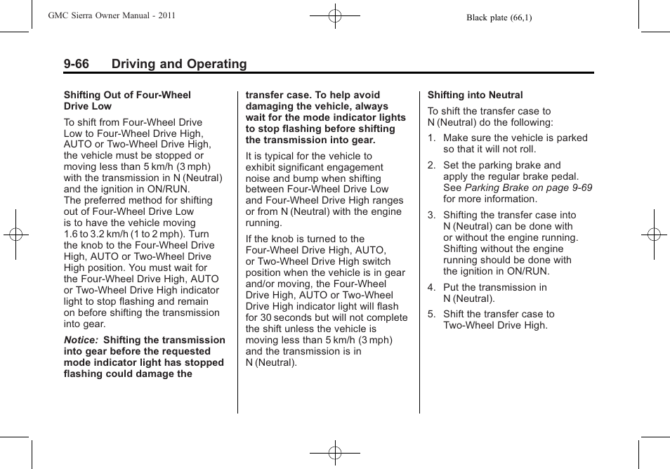 66 driving and operating | GMC 2011 Sierra User Manual | Page 360 / 594