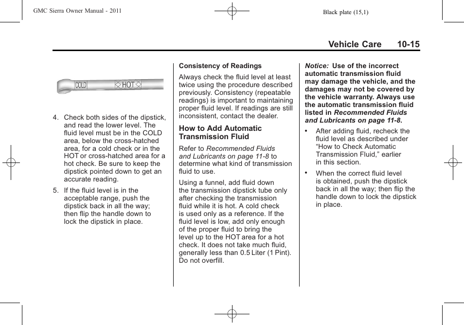 Vehicle care 10-15 | GMC 2011 Sierra User Manual | Page 439 / 594