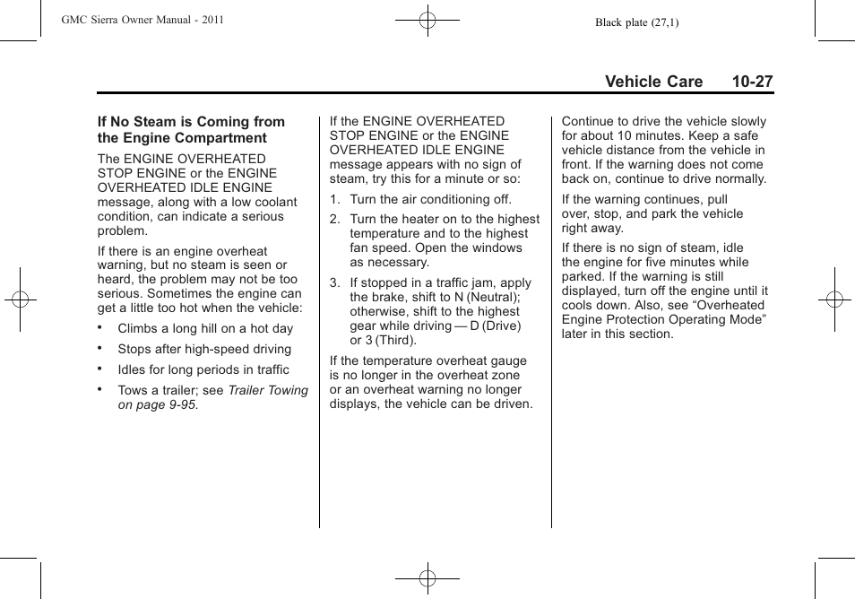 Vehicle care 10-27 | GMC 2011 Sierra User Manual | Page 451 / 594