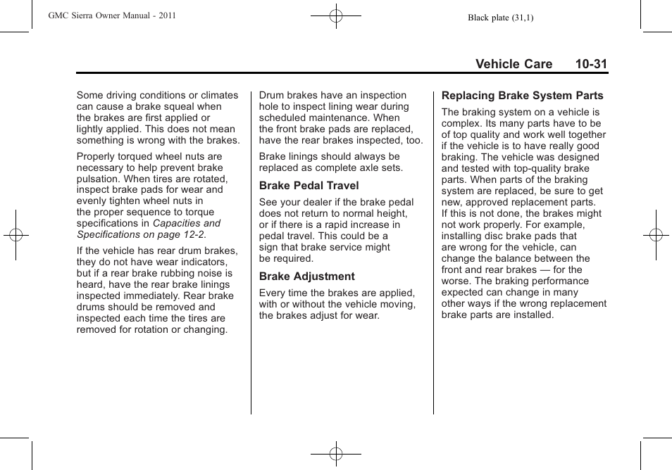 Vehicle care 10-31 | GMC 2011 Sierra User Manual | Page 455 / 594