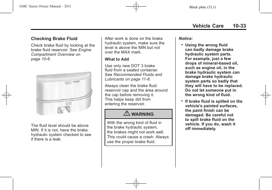 Vehicle care 10-33 | GMC 2011 Sierra User Manual | Page 457 / 594