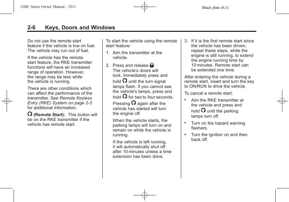 6 keys, doors and windows | GMC 2011 Sierra User Manual | Page 50 / 594