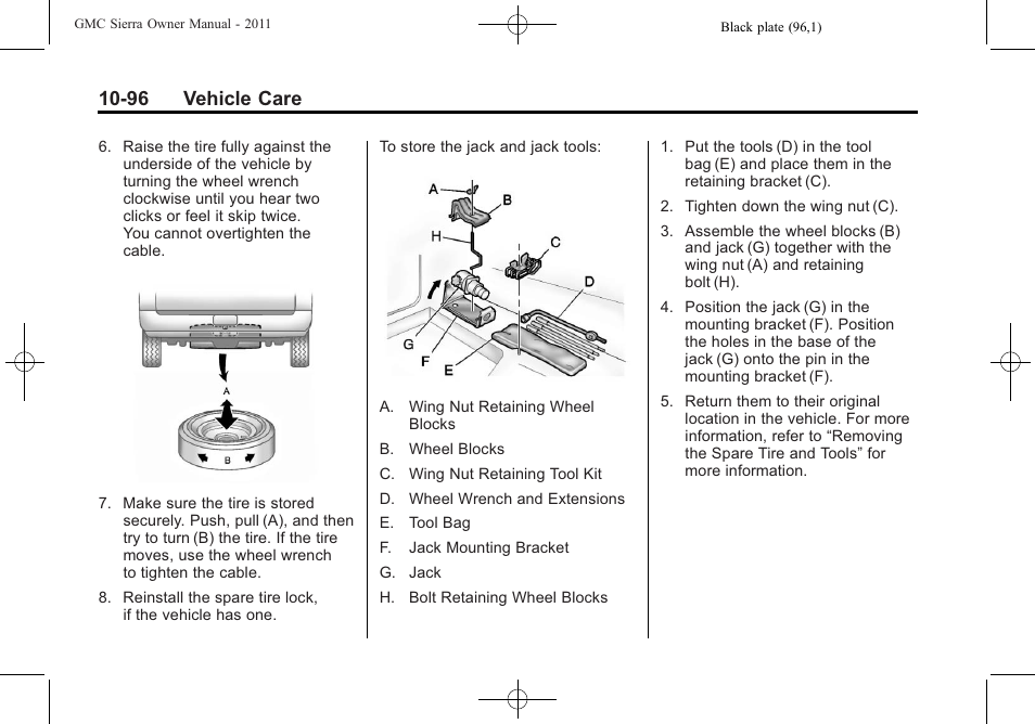 96 vehicle care | GMC 2011 Sierra User Manual | Page 520 / 594