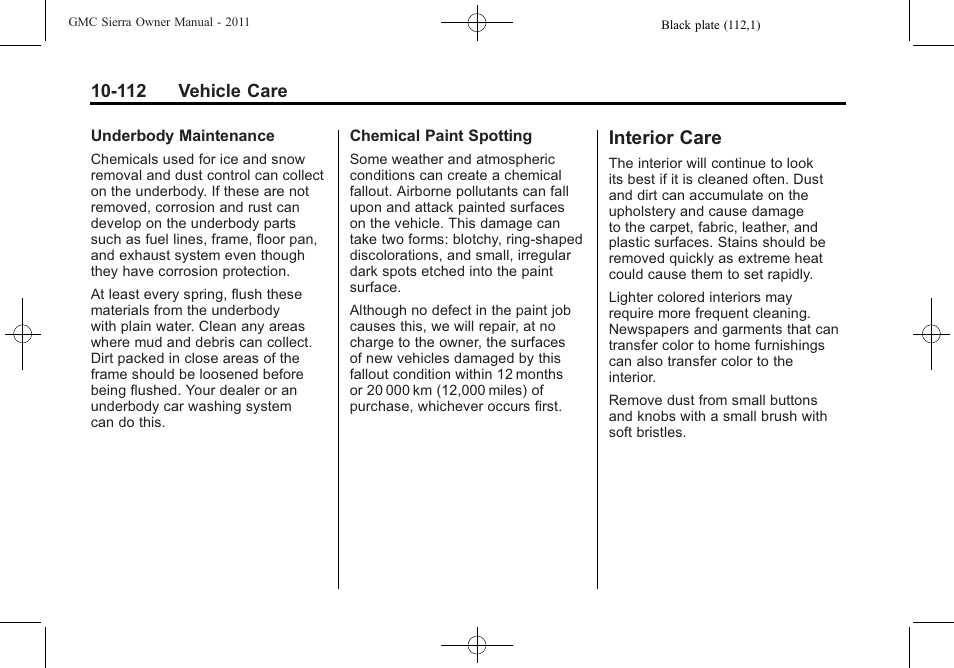 Interior care, Interior care -112 | GMC 2011 Sierra User Manual | Page 536 / 594