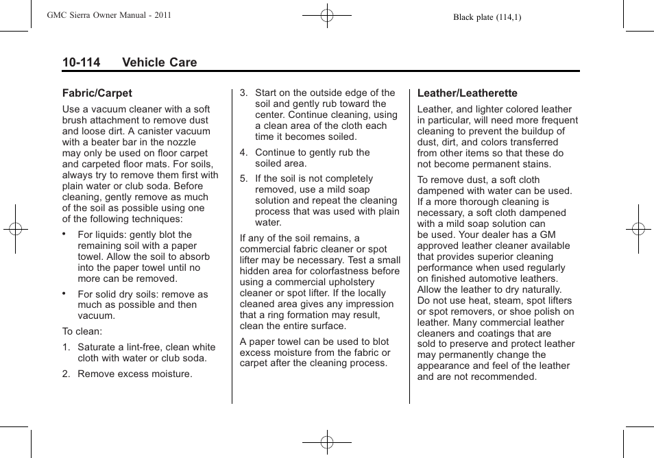 114 vehicle care | GMC 2011 Sierra User Manual | Page 538 / 594