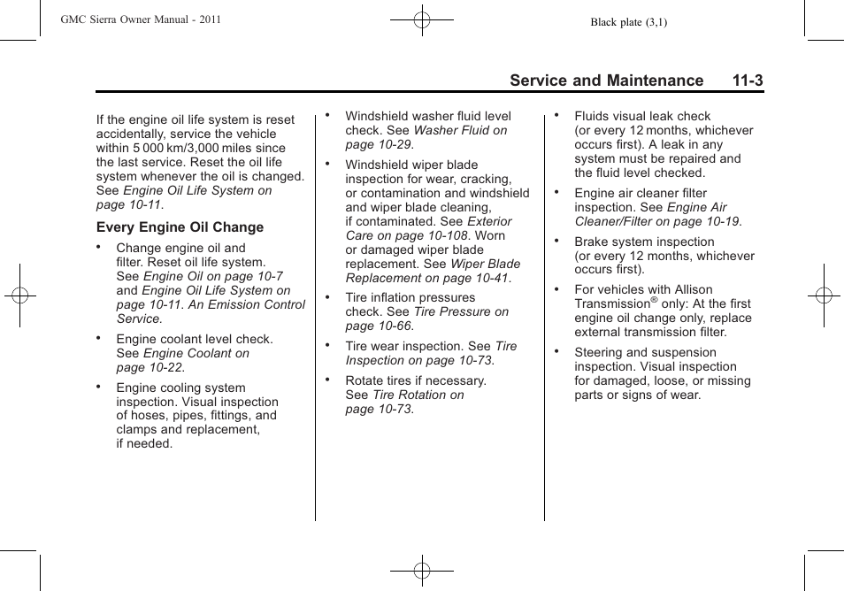 Service and maintenance 11-3 | GMC 2011 Sierra User Manual | Page 543 / 594