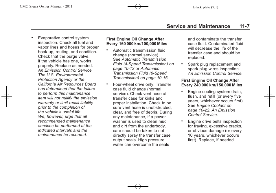 Service and maintenance 11-7 | GMC 2011 Sierra User Manual | Page 547 / 594