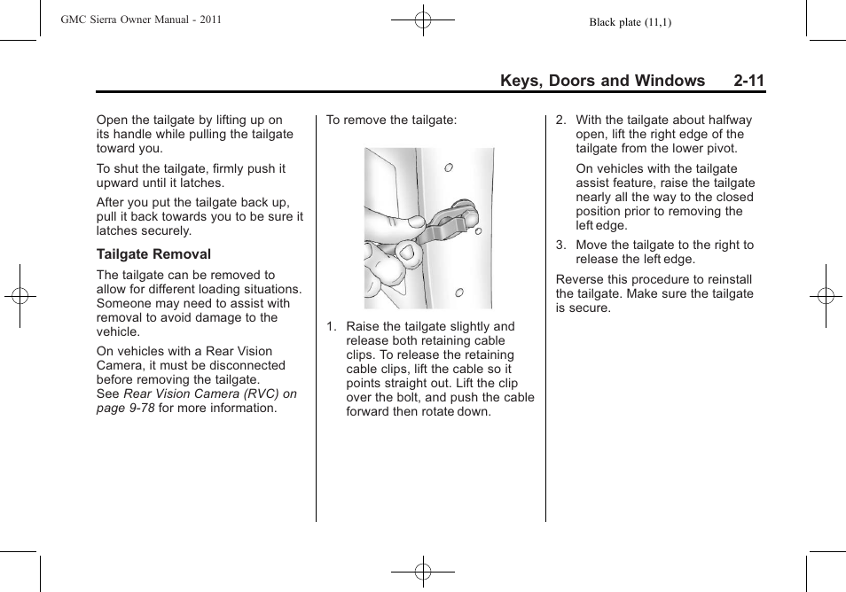 Keys, doors and windows 2-11 | GMC 2011 Sierra User Manual | Page 55 / 594