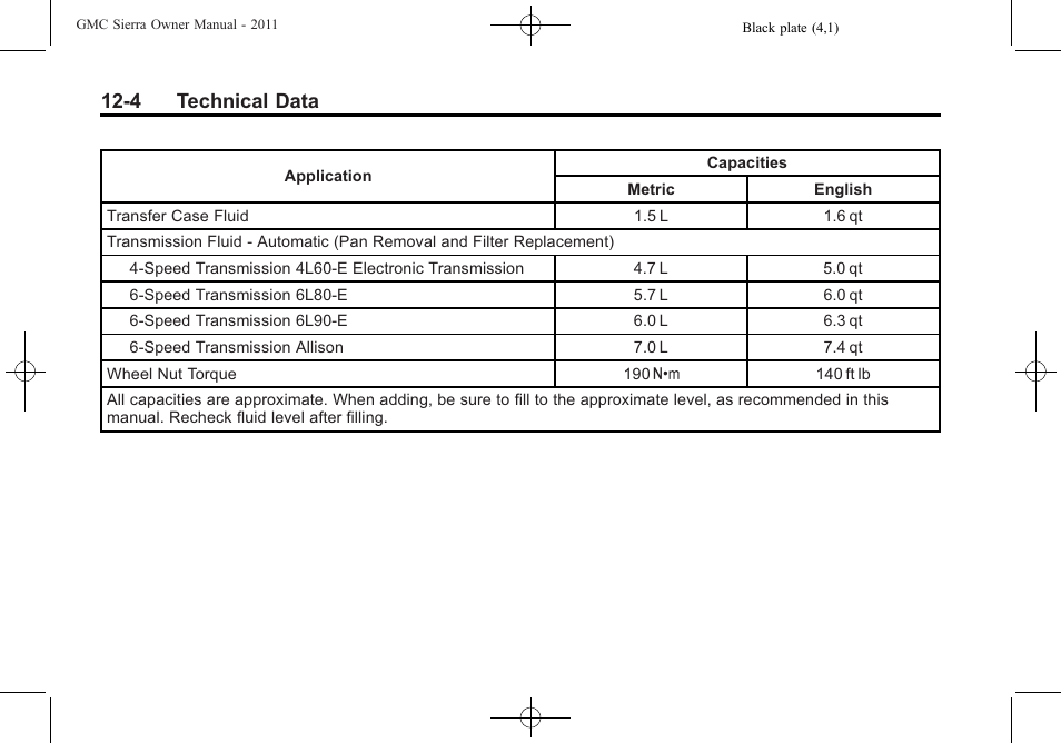 4 technical data | GMC 2011 Sierra User Manual | Page 558 / 594