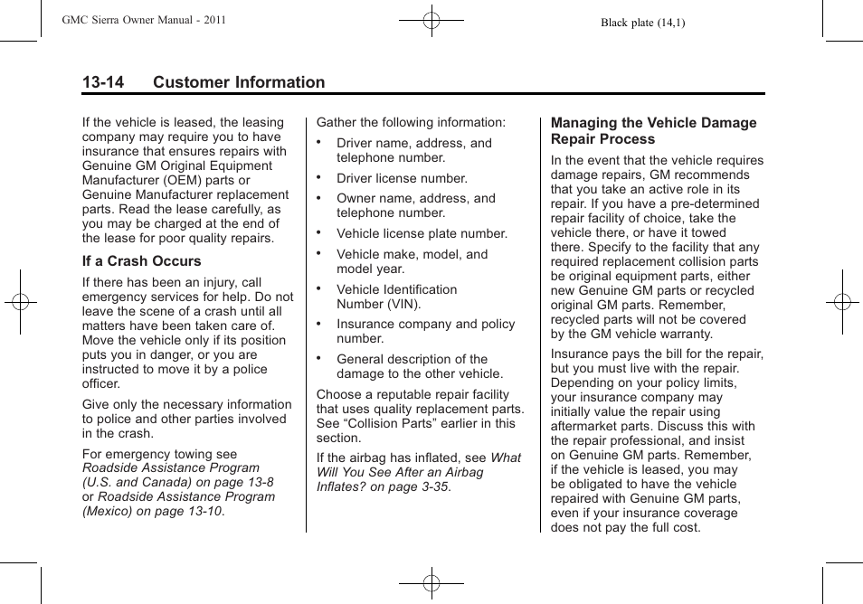 14 customer information | GMC 2011 Sierra User Manual | Page 574 / 594