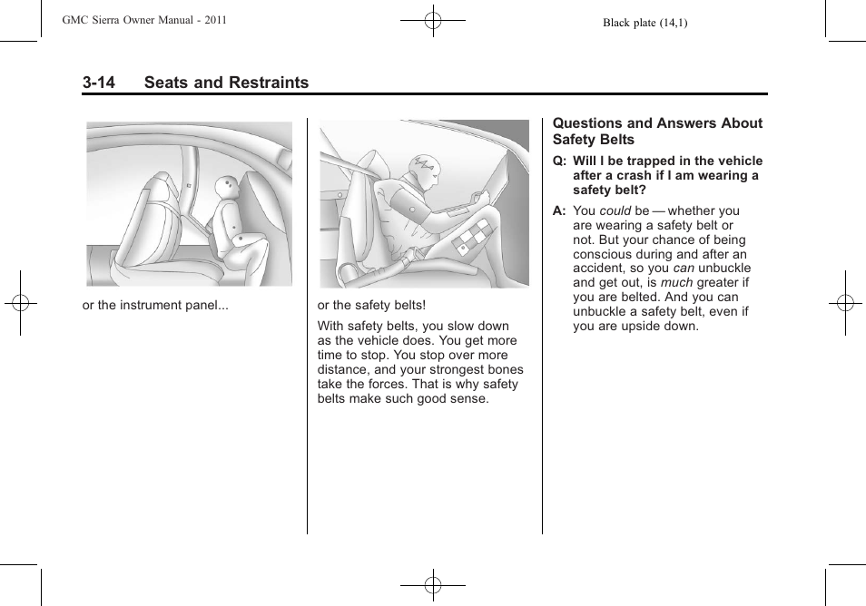 14 seats and restraints | GMC 2011 Sierra User Manual | Page 82 / 594