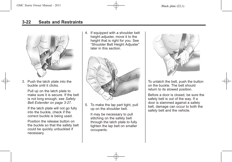 22 seats and restraints | GMC 2011 Sierra User Manual | Page 90 / 594