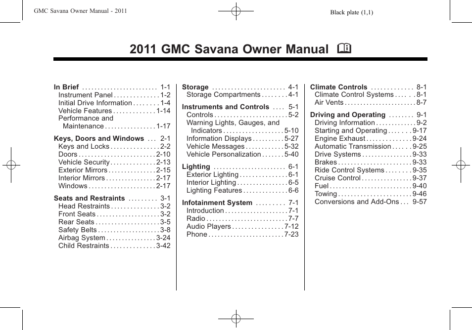 GMC 2011 Savana User Manual | 410 pages
