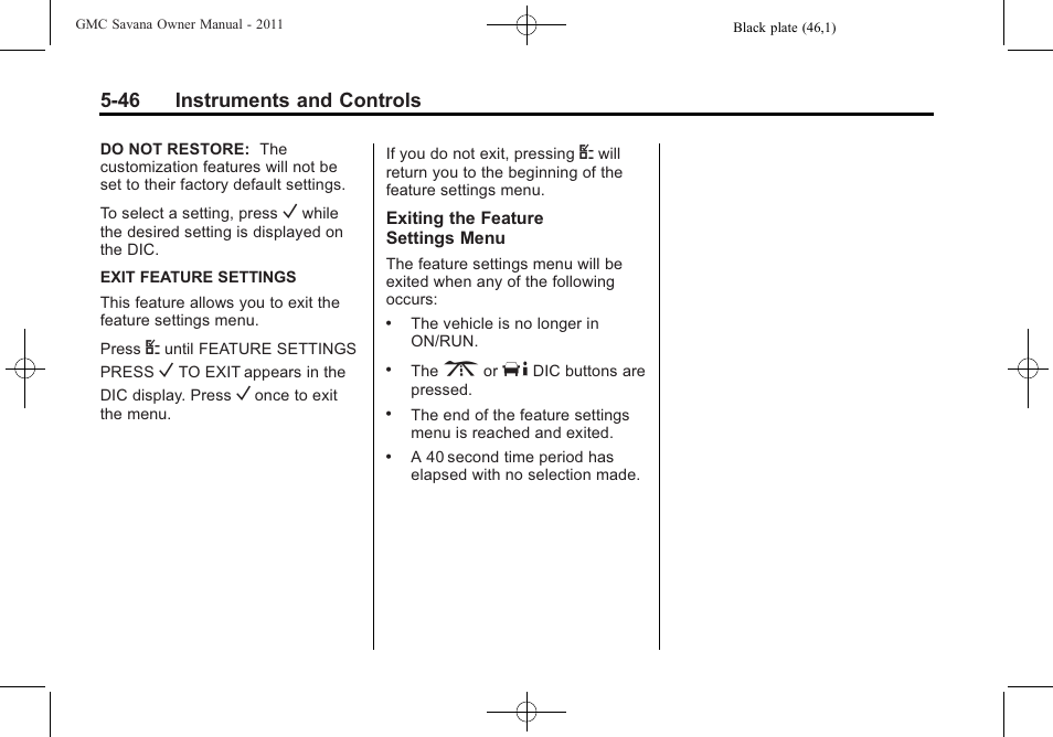 46 instruments and controls | GMC 2011 Savana User Manual | Page 162 / 410