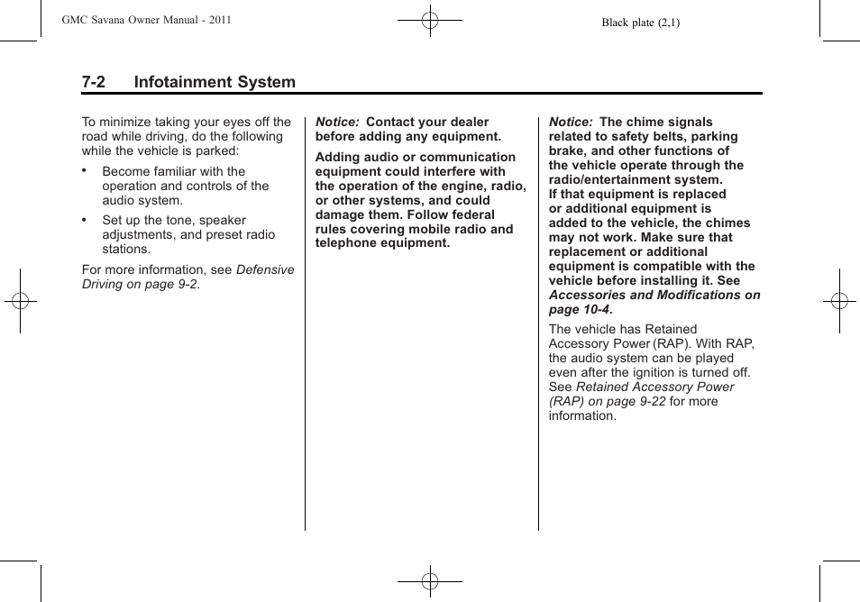 2 infotainment system | GMC 2011 Savana User Manual | Page 172 / 410